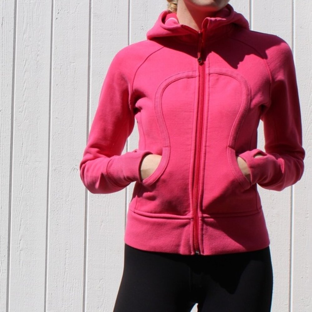 LULU LEMON athletica size dot 6 Bright pink scuba hoodie
